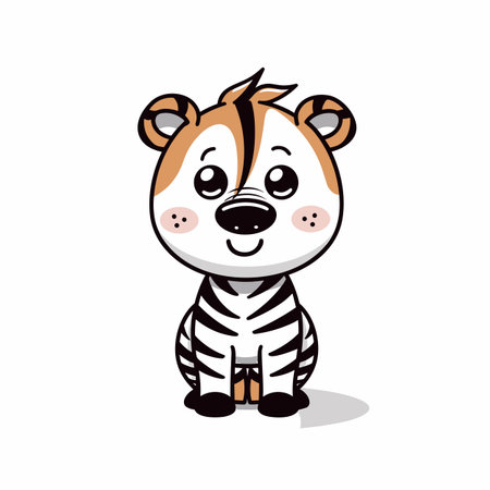 Zebra hand-drawn comic illustration. Zebra. Cute vector doodle style cartoon illustrationのイラスト素材