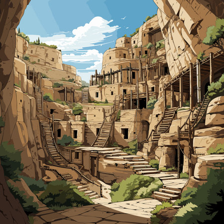 Mesa Verde hand-drawn comic illustration. Mesa Verde. Vector doodle style cartoon illustrationのイラスト素材