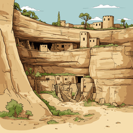 Mesa Verde hand-drawn comic illustration. Mesa Verde. Vector doodle style cartoon illustrationのイラスト素材