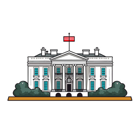 White House hand-drawn comic illustration. The White House. Vector doodle style cartoon illustrationのイラスト素材