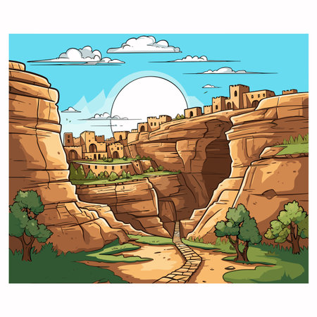 Mesa Verde hand-drawn comic illustration. Mesa Verde. Vector doodle style cartoon illustrationのイラスト素材
