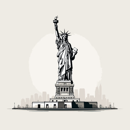 Statue of Liberty hand-drawn comic illustration. Statue of Liberty. Vector doodle style cartoon illustrationのイラスト素材