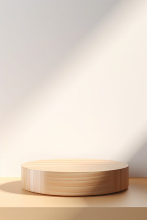 3d empty minimalistic wooden product display podium. Scene stage decoration for promotion sale or advertising of beauty and spa products and cosmeticsの素材