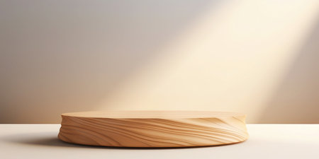 3d empty minimalistic wooden product display podium. Scene stage decoration for promotion sale or advertising of beauty and spa products and cosmeticsの素材