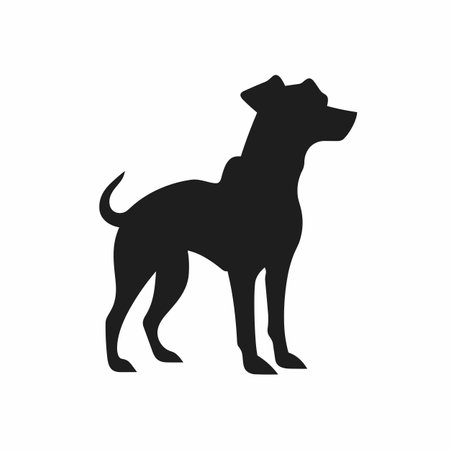Dog silhouette. Dog black icon on white backgroundのイラスト素材