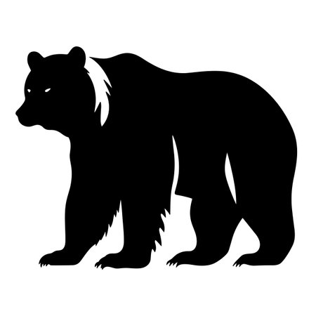 Grizzly bear silhouette. Grizzly bear black icon on white backgroundのイラスト素材