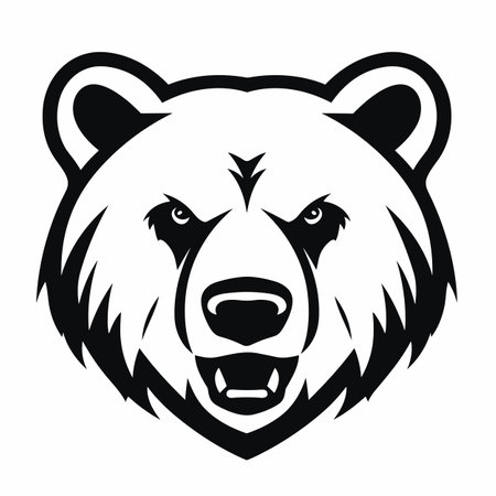 Grizzly bear silhouette. Grizzly bear black icon on white backgroundのイラスト素材