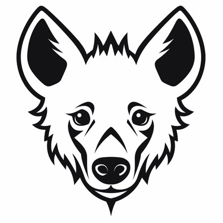 Hyena silhouette. Hyena black icon on white backgroundのイラスト素材