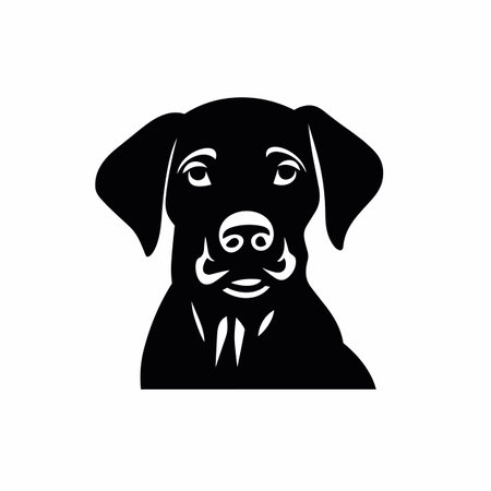 Labrador retriever silhouette. Labrador black icon on white backgroundの素材 [FY310212485823]