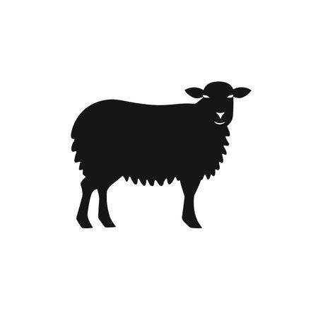 Sheep silhouette. Sheep black icon on white backgroundのイラスト素材
