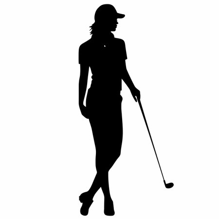 Golf player silhouette. Golf player black icon on white backgroundのイラスト素材