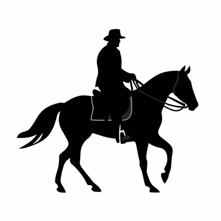 Horsemen silhouette. Horsemen black icon on white backgroundのイラスト素材