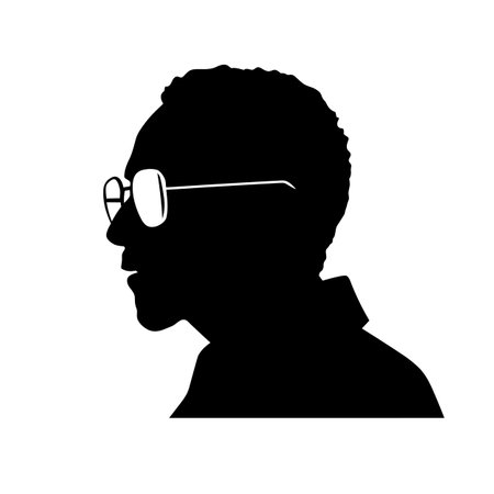Man head silhouette. Man head black icon on white backgroundのイラスト素材