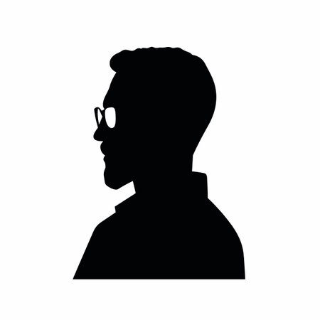 Man head silhouette. Man head black icon on white backgroundのイラスト素材