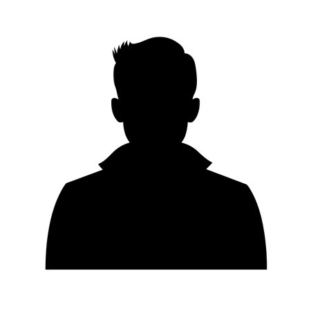 Man head silhouette. Man head black icon on white backgroundのイラスト素材
