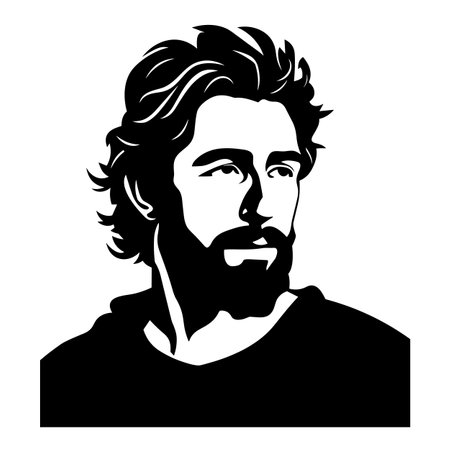 Man head silhouette. Man head black icon on white backgroundのイラスト素材