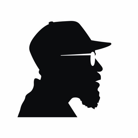 Man head silhouette. Man head black icon on white backgroundのイラスト素材