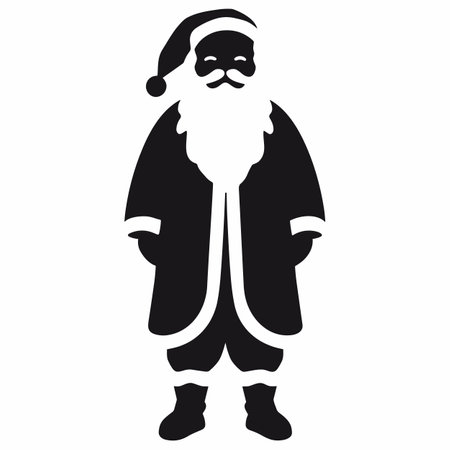 Santa Claus silhouette. Santa Claus black icon on white backgroundのイラスト素材