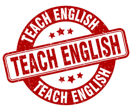 teach english stamp. teach english sign. round grunge labelのイラスト素材