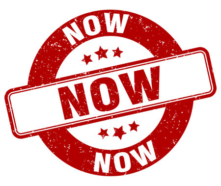 now stamp. now sign. round grunge labelのイラスト素材