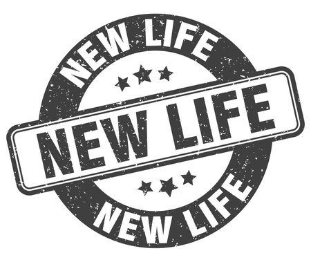new life stamp. new life sign. round grunge labelのイラスト素材
