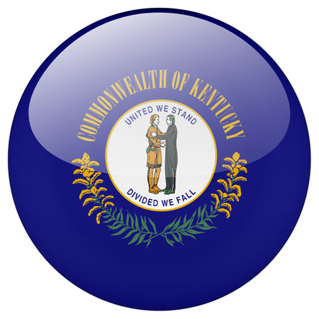 Kentucky flag button. Kentucky circle flag button isolated on white backgroundのイラスト素材