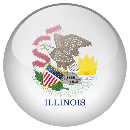 Illinois flag button. Illinois circle flag button isolated on white backgroundのイラスト素材