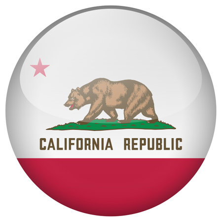 California flag button. California circle flag button isolated on white backgroundのイラスト素材