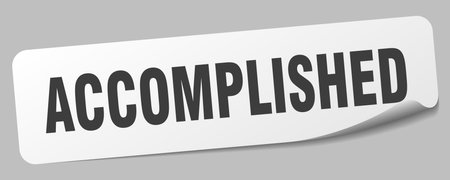 accomplished sticker. accomplished rectangular label isolated on white backgroundのイラスト素材