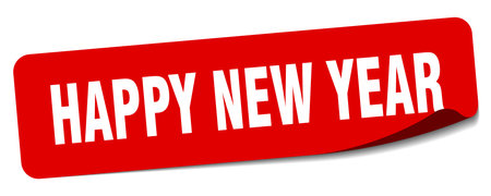 happy new year sticker. happy new year rectangular label isolated on white backgroundのイラスト素材