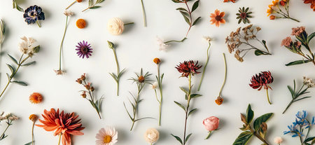 wild flowers on white background. delicate colorful wildflowers on white backgroundの素材