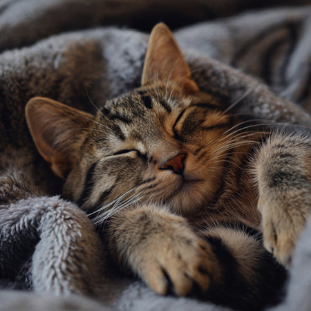 Cute cat kitten sleeping. Cat is taking a nap