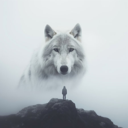 Wolf poster. Wolf wallpaperの写真素材