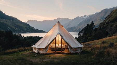 luxury glamorous camping. glamping in the beautiful countryside. glampingの写真素材