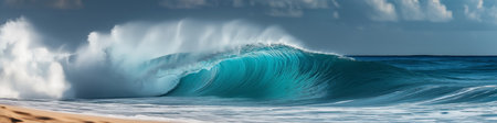 Beautiful blue ocean wave on a beach. Perfect wave