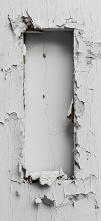 Hole broken in a white wall. Hole in a wallの写真素材