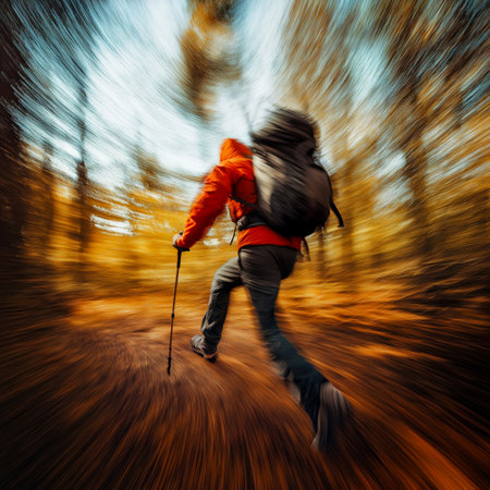 Running and hiking in the mountains. Speed hikingの写真素材