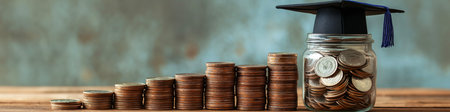 Scholarship money background. Cost of education concept