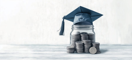 Scholarship money background. Cost of education concept