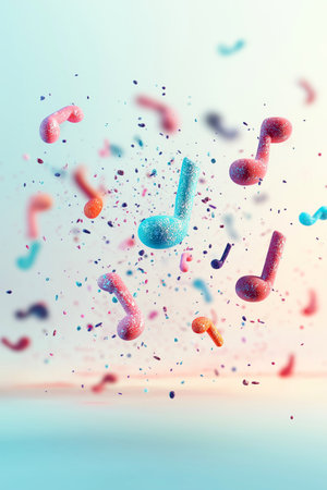 Abstract music notes background. Floating musical notesの素材