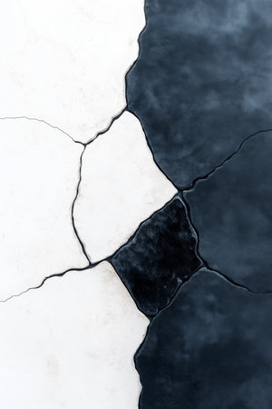 Abstract high contrast background. Cracked concrete background. Black, blue and white concrete...