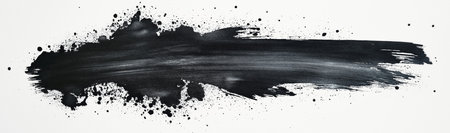 Brush stroke. A black watercolor stroke on a white backgroundの写真素材