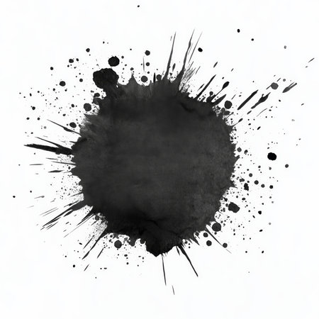 Brush strokes. A black round watercolor stroke on a white backgroundの写真素材