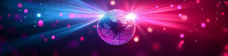 Disco ball. Purple and blue shiny disco ball. Party lights