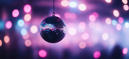 Disco ball. Purple and blue shiny disco ball. Party lights