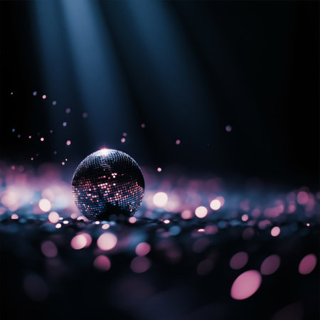 Disco ball. Purple and blue shiny disco ball. Party lights