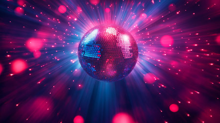Disco ball. Purple and blue shiny disco ball. Party lights