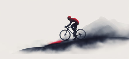 Minimalistic cycling poster. Bike banner. Road cycling wallpaperの写真素材