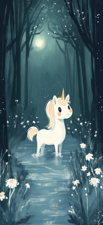 Cute unicorn greeting card. Cute illustration of an unicornの写真素材
