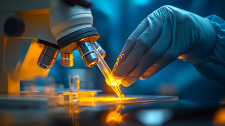 Scientist in a laboratory working on a research. Scientist conducting a lab test